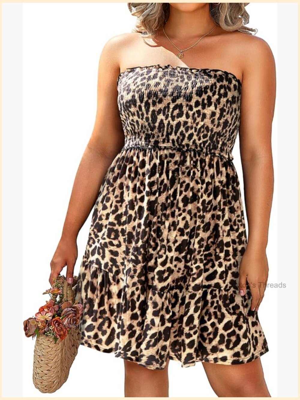Plus Size Strapless Ruffle Beach Cover Up Dress with Pockets